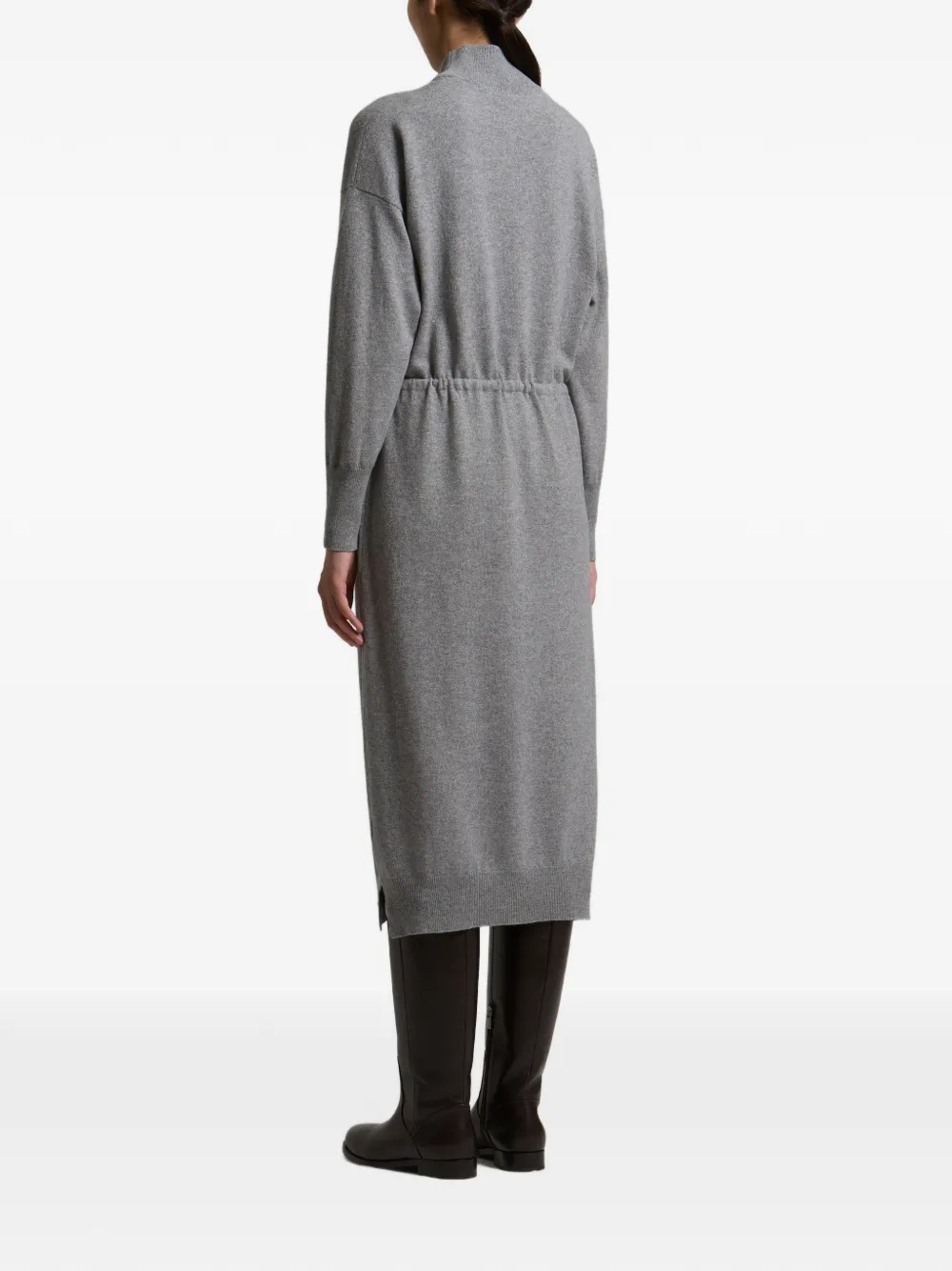 Peserico belted high-neck knitted midi dress Grijs