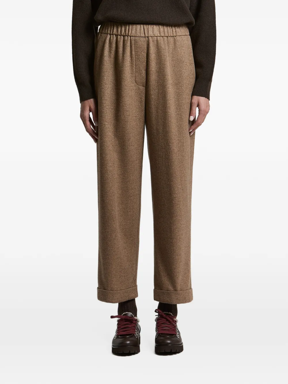 Peserico Broek met elastische tailleband Bruin