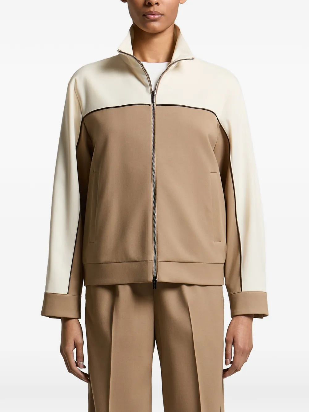 Peserico colour-block panelled zip-up jacket