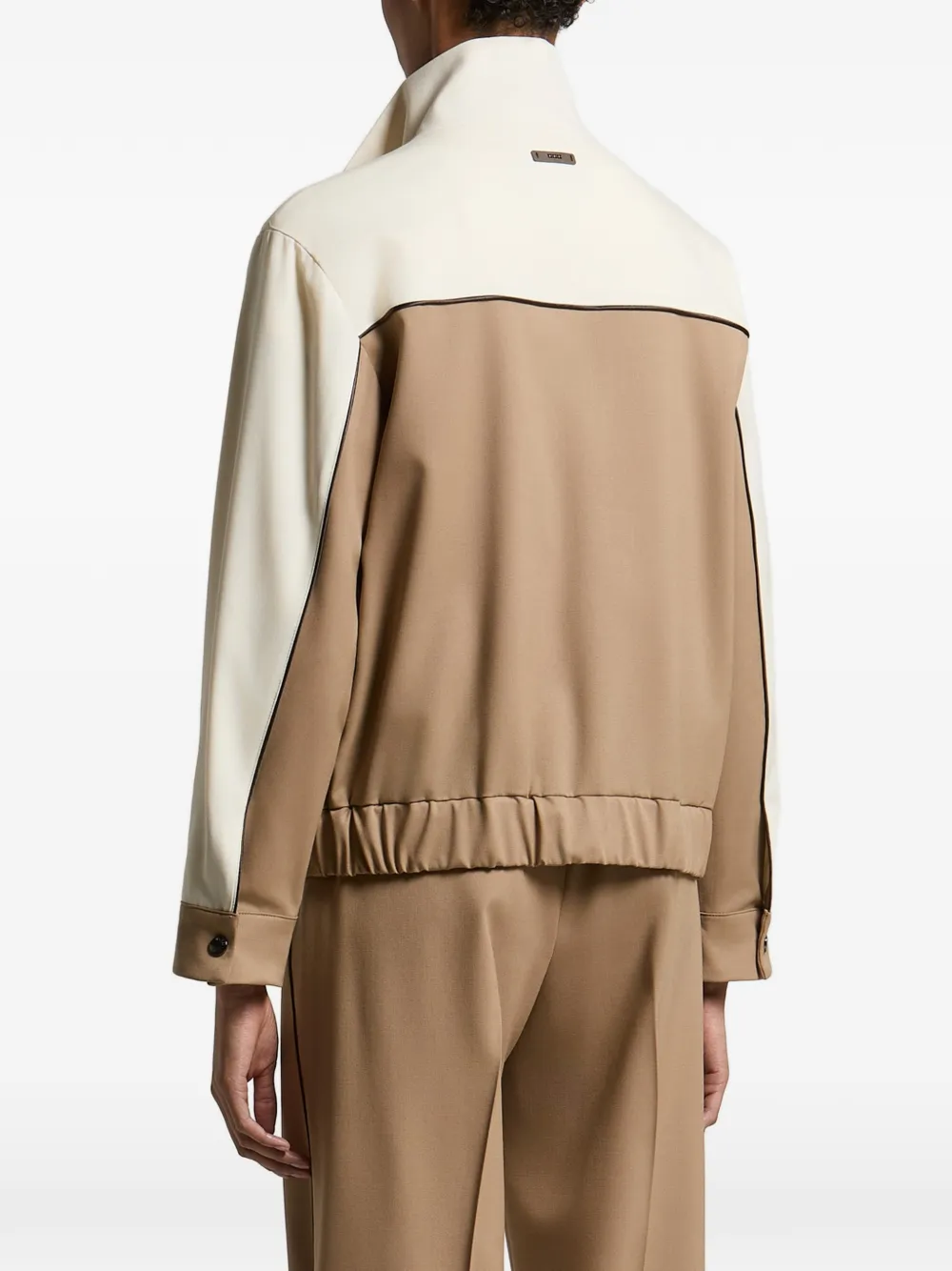 Peserico colour-block panelled zip-up jacket Beige