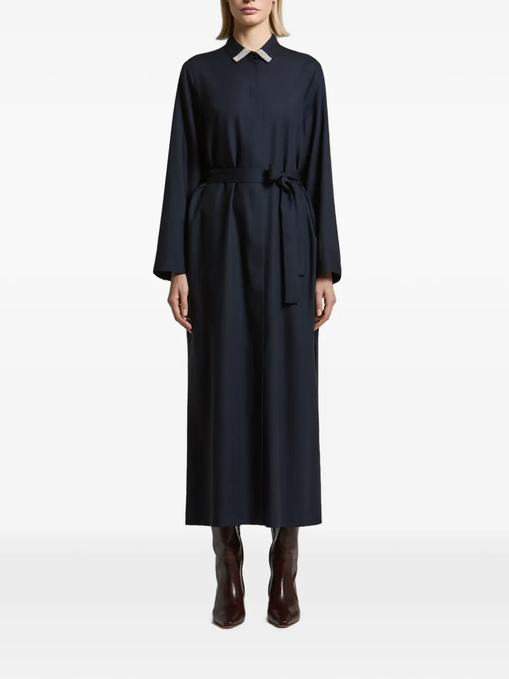 Peserico embellished-collar belted maxi dress