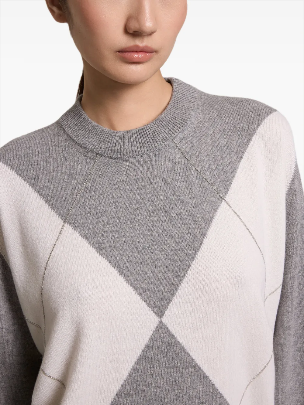 Peserico argyle-intarsia chain-link sweater Grijs