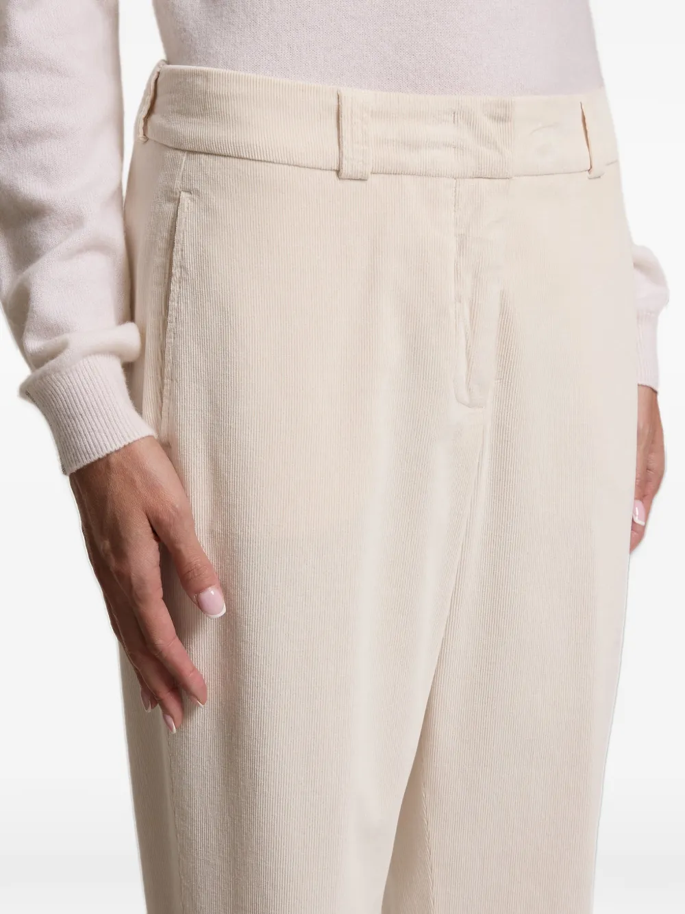 Peserico corduroy-effect tapered trousers Beige