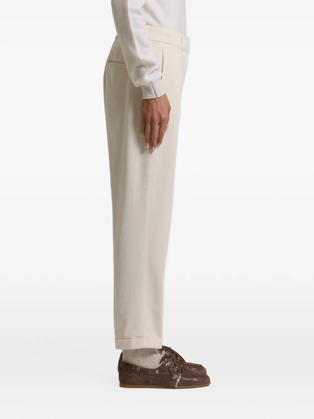 Peserico corduroy-effect tapered trousers Beige