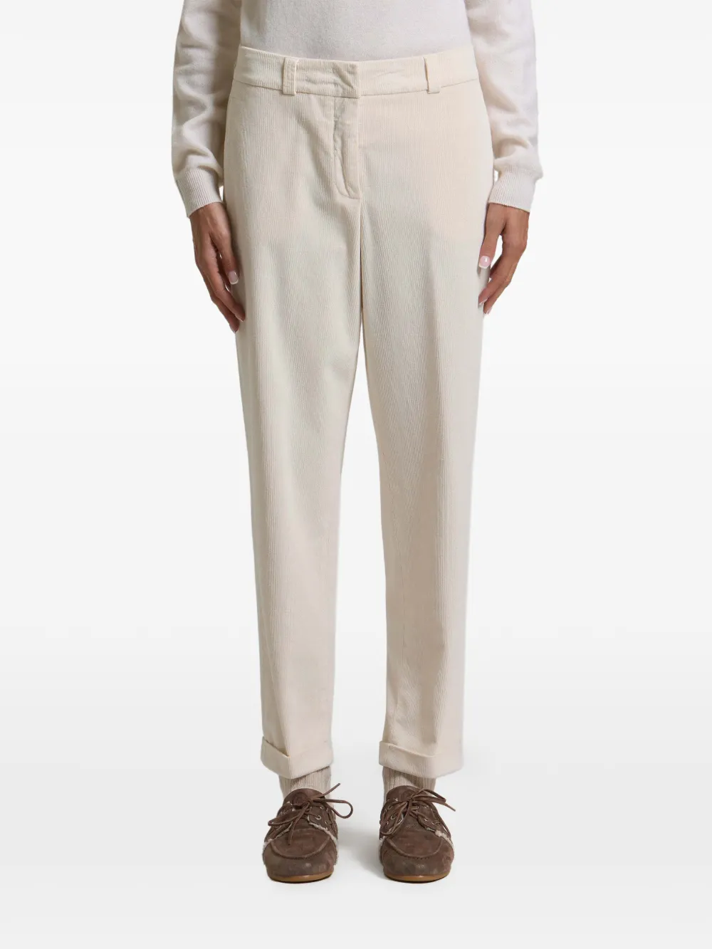 Peserico corduroy-effect tapered trousers Beige