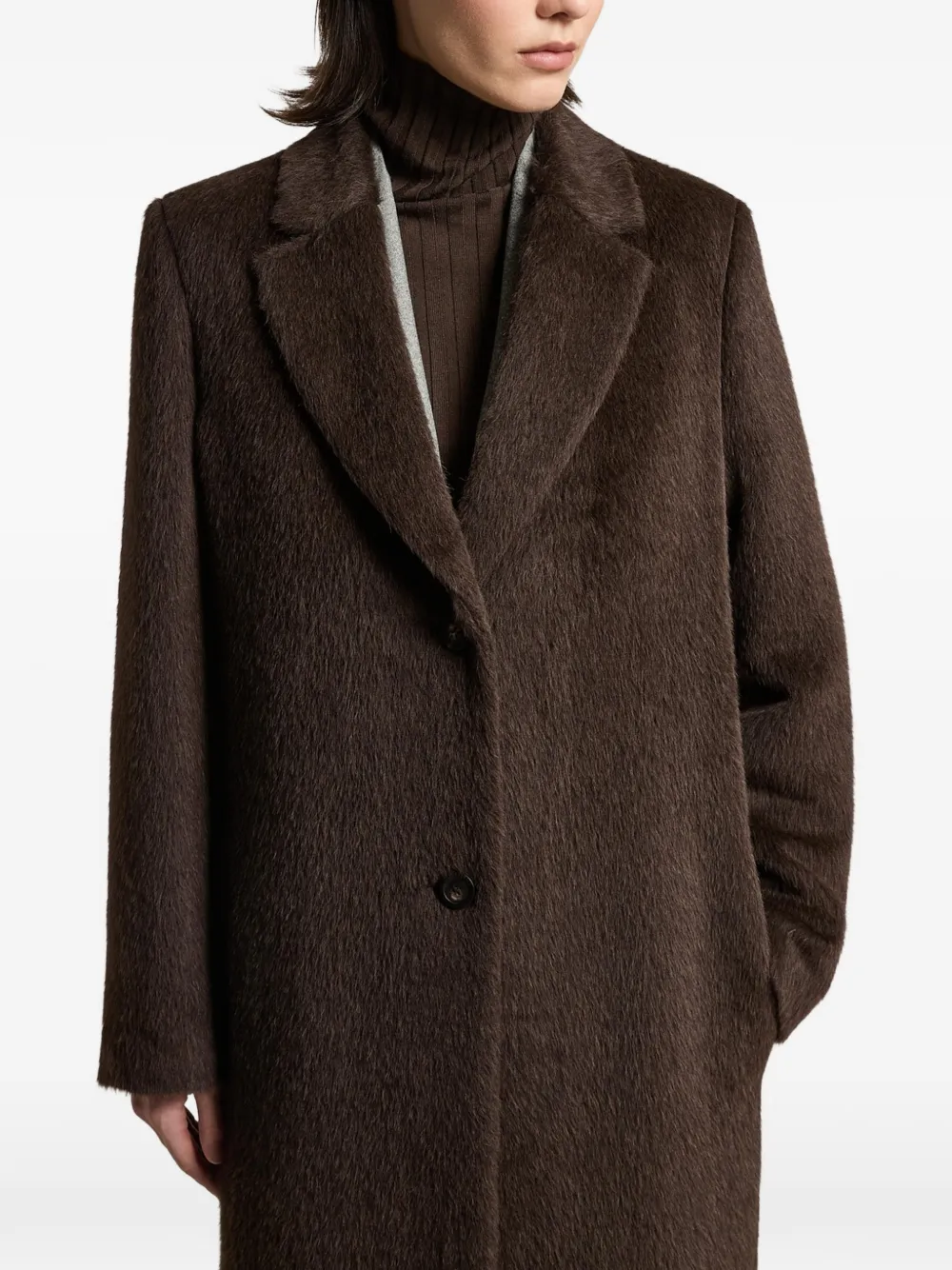 Peserico single-breasted notched-lapel coat Bruin
