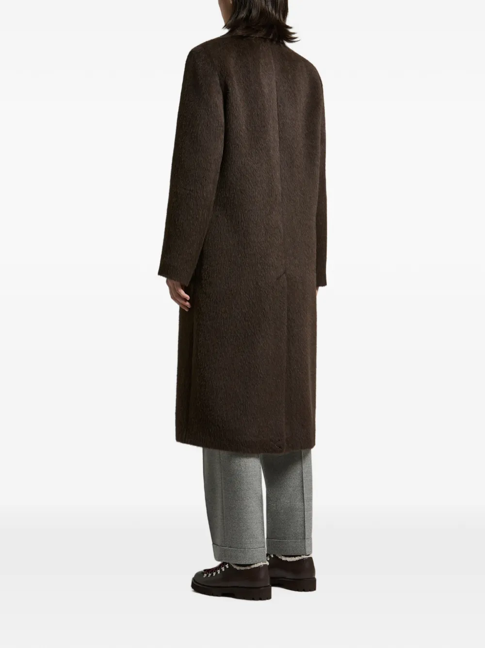 Peserico single-breasted notched-lapel coat Bruin