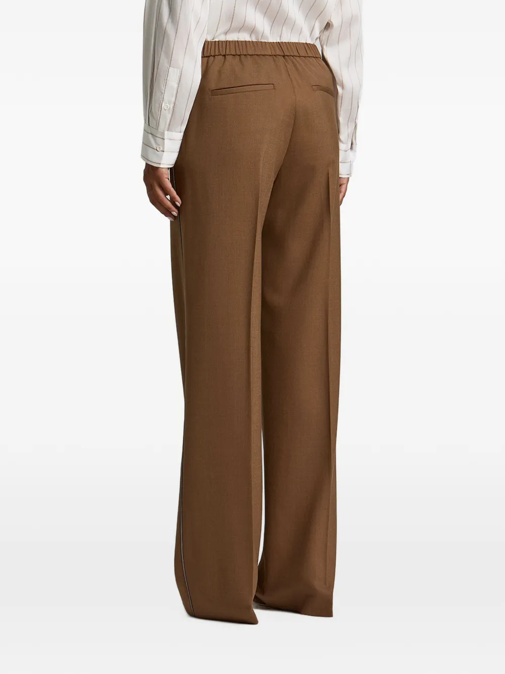 Peserico Elastische broek met bies Bruin