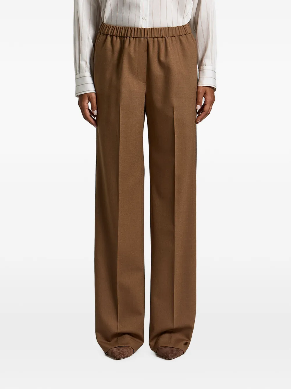 Peserico piped-trim elasticated-waistband trousers