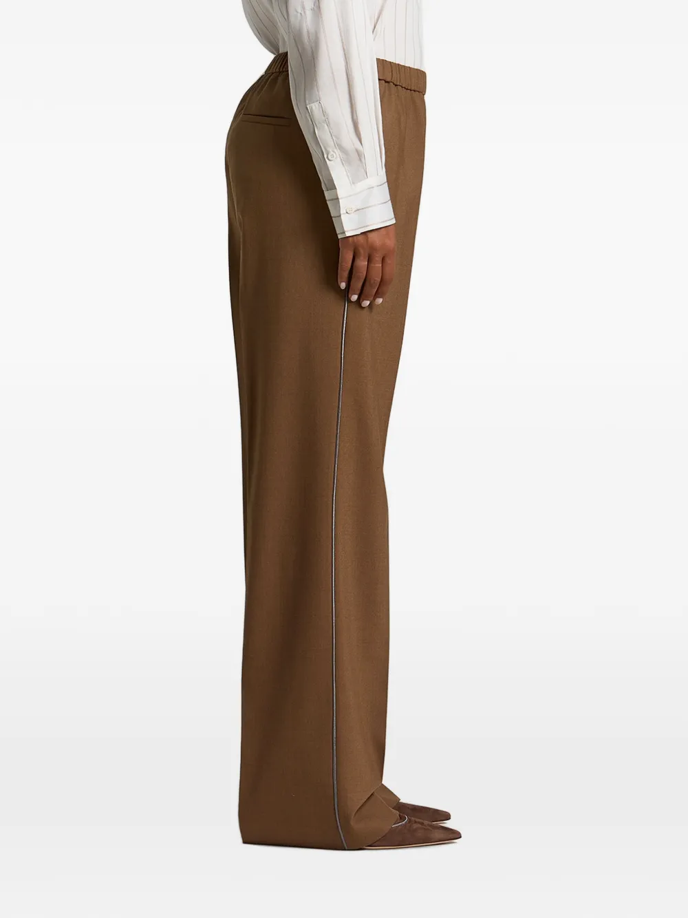 Peserico Elastische broek met bies Bruin