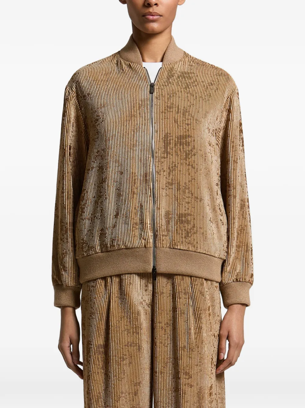 Peserico plissé-effect bomber jacket