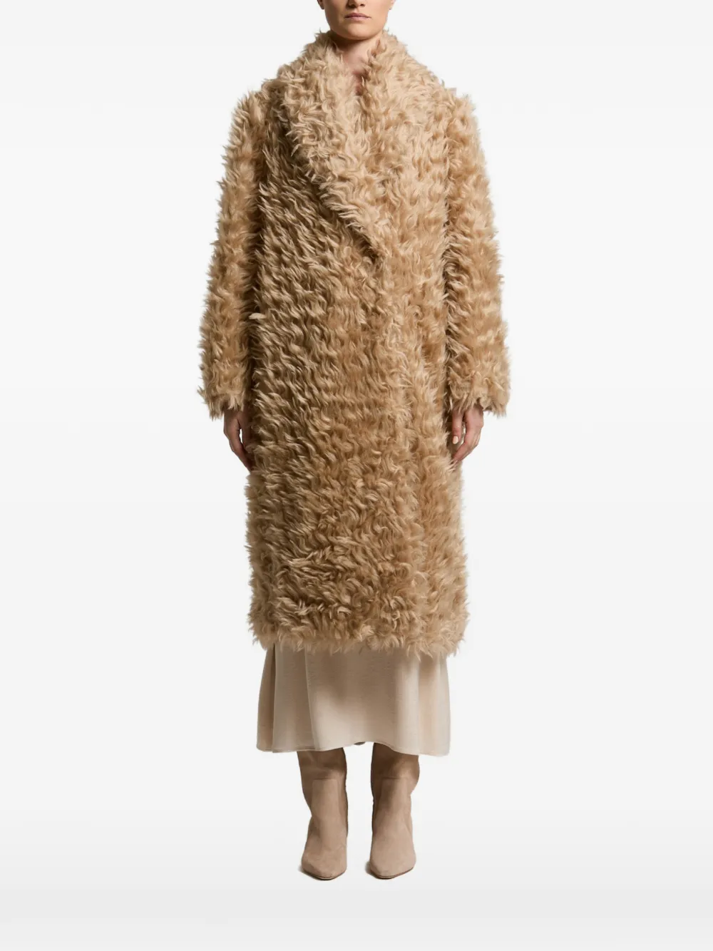Peserico textured single-breasted coat Beige