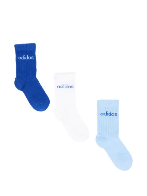 adidas Kids logo-knit socks (set of three)