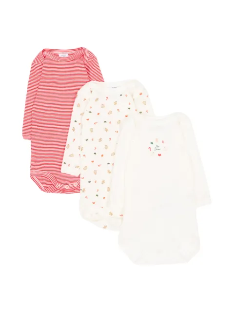 Petit Bateau striped graphic-print bodysuits (set of three)
