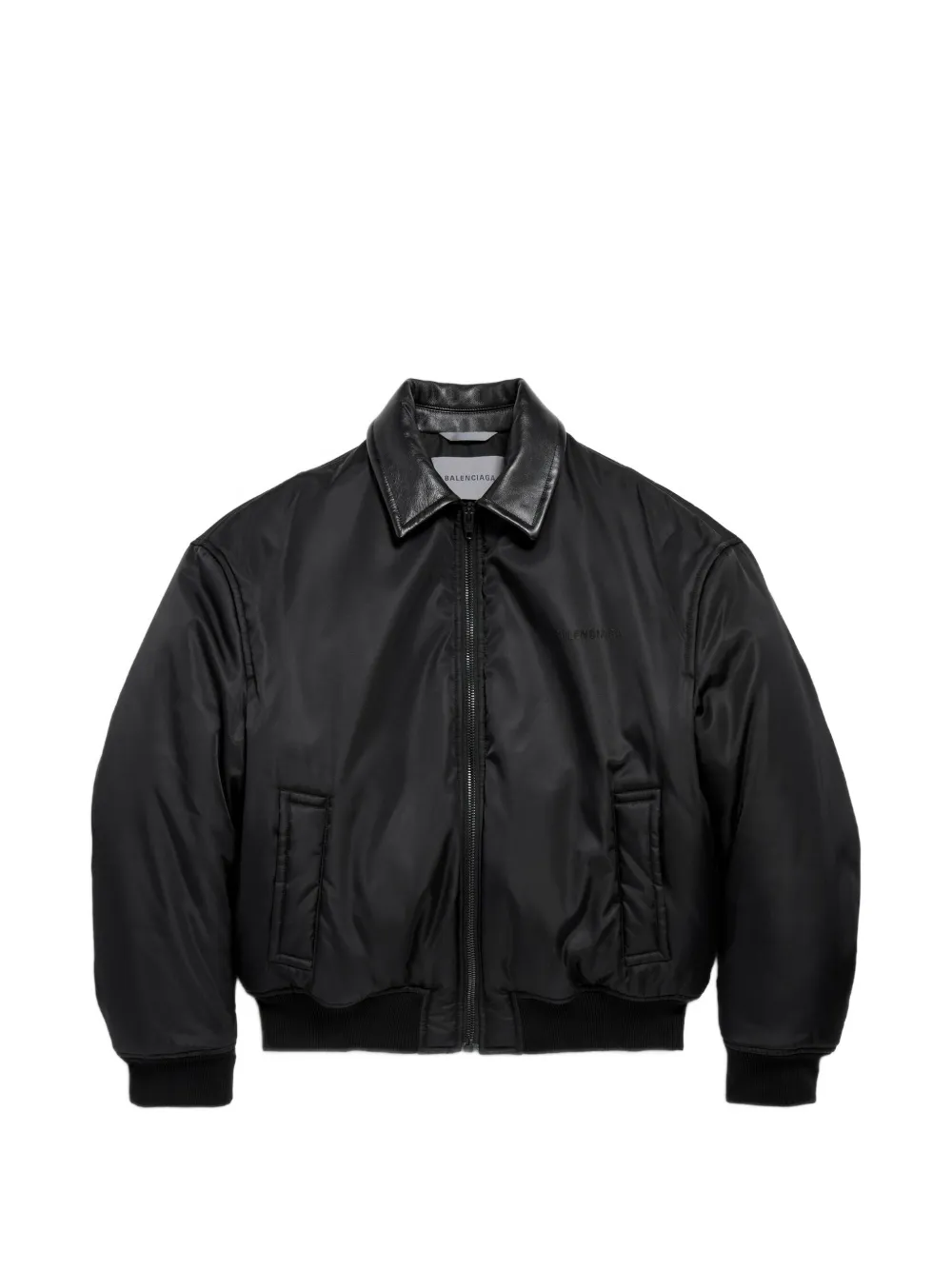 Balenciaga Cocoon leather-collar bomber jacket - Nero