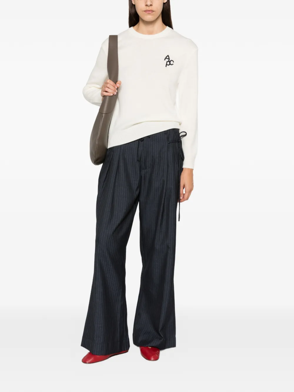 A.P.C. Trui met geborduurd logo Beige