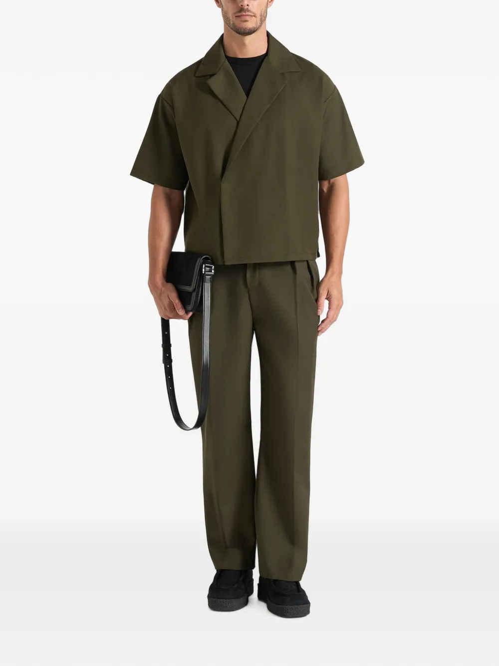 Manière De Voir Abel boxy twill overhemd met dubbele rij knopen Groen