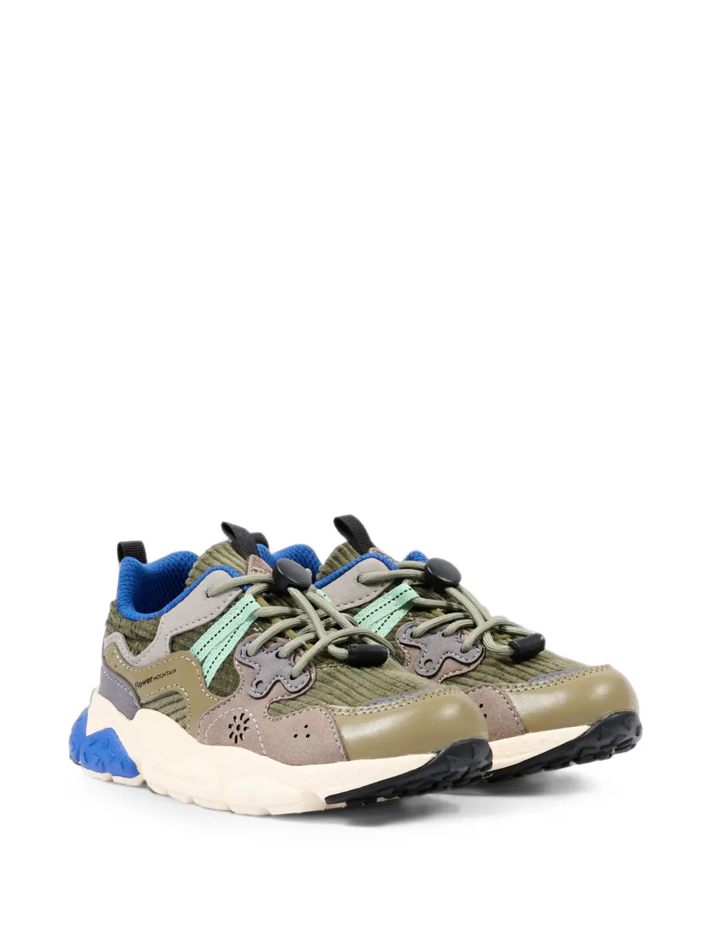 FLOWER MOUNTAIN KIDS panelled toggle-fastening sneakers - Verde