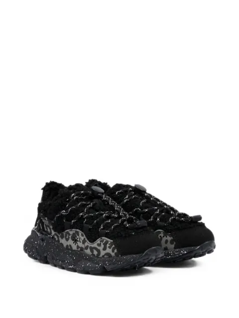 FLOWER MOUNTAIN KIDS leopard-print shearling-effect sneakers