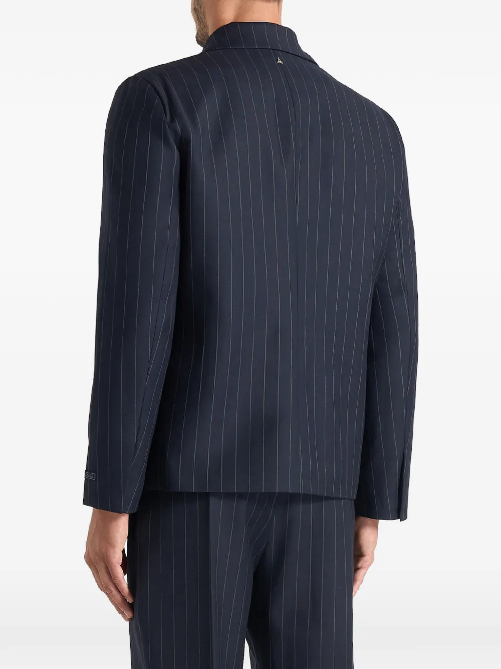 Manière De Voir Gaston blazer van wolblend met krijtstreep en dubbele rij knopen Blauw