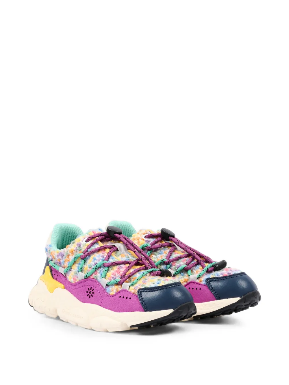 FLOWER MOUNTAIN KIDS bouclé-knit paneled sneakers - Rosa