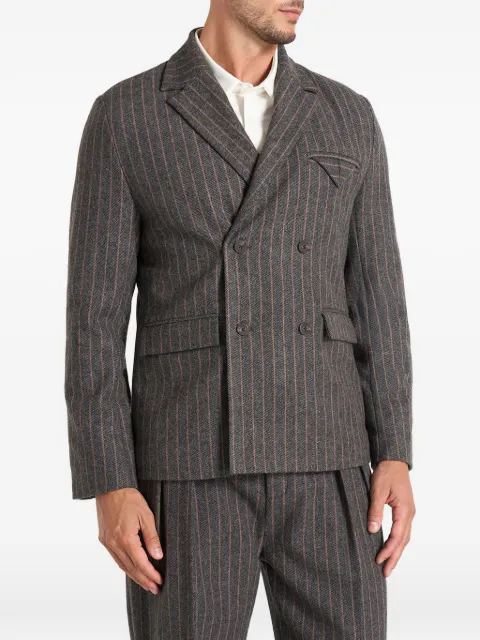 Manière De Voir Didier in grey double-breasted wool pinstripe suit blazer