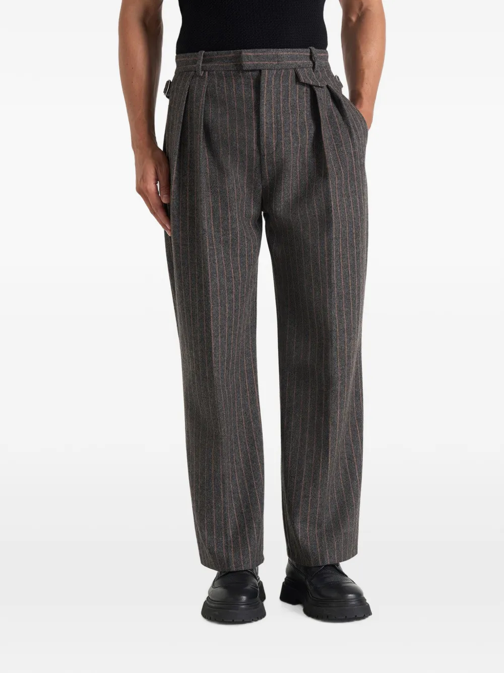 Manière De Voir Pierre in grey twin pleat wool pinstripe trousers - Grigio
