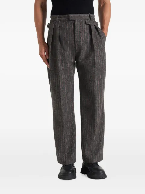 Manière De Voir Pierre in grey twin pleat wool pinstripe trousers
