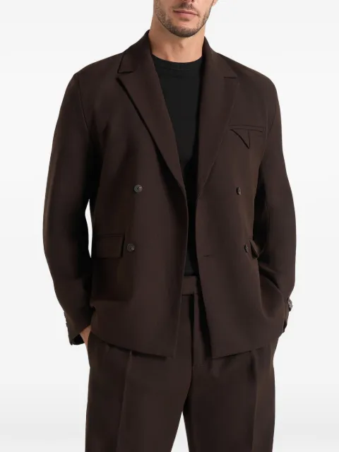 Manière De Voir Didier in brown double breasted tailored wool-blend suit blazer