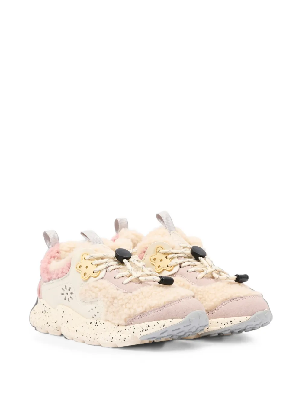 FLOWER MOUNTAIN KIDS faux-shearling panelled sneakers - Toni neutri