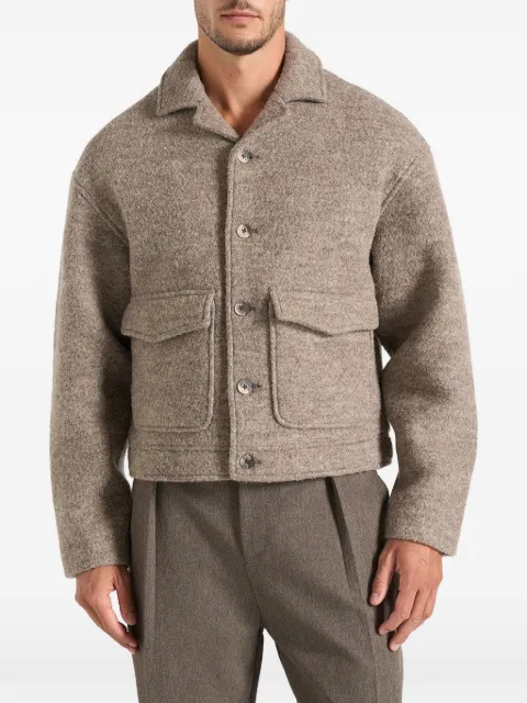 Manière De Voir Aurel in taupe wool jacket with revere collar