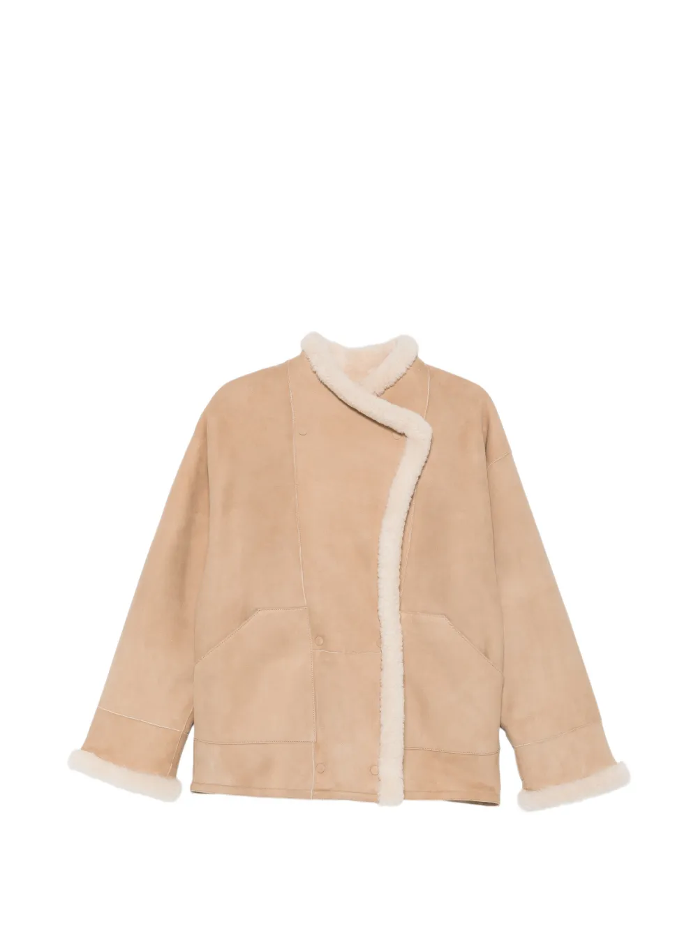 Closed shearling-trim double-breasted jacket