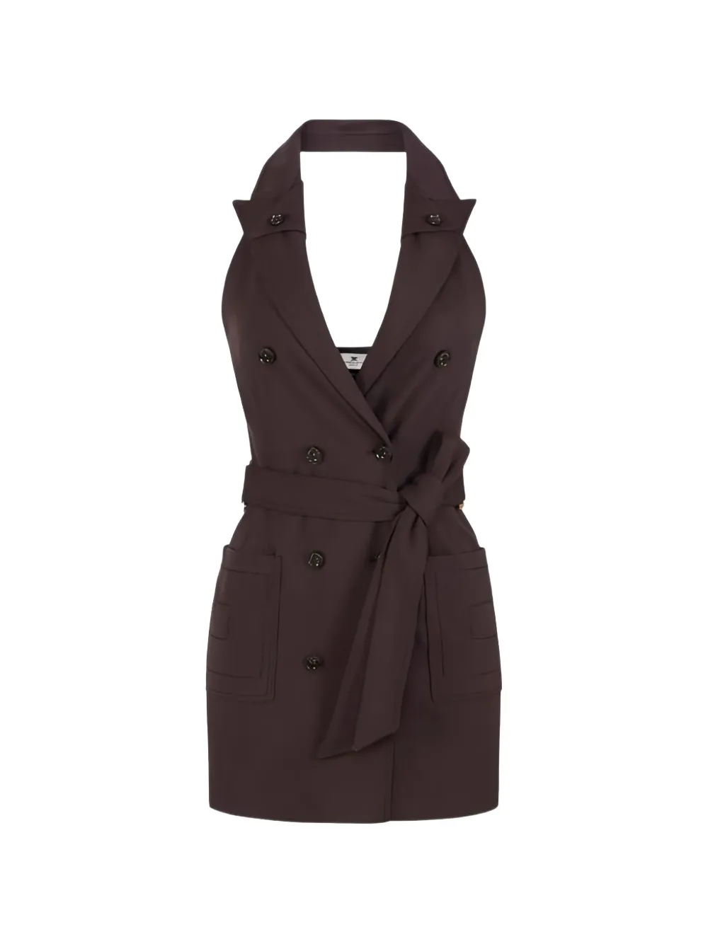 Elisabetta Franchi dress in gabardine fabric with embroidered pockets - Marrone