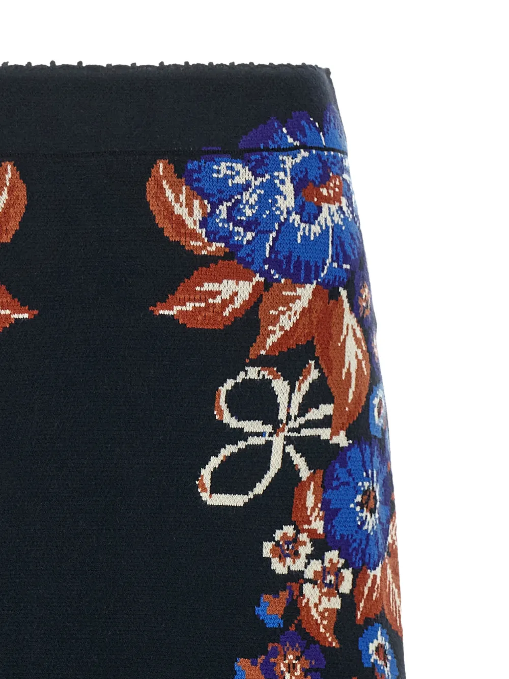 FARM Rio Bow Garden gebreide midi-rok met intarsia Zwart