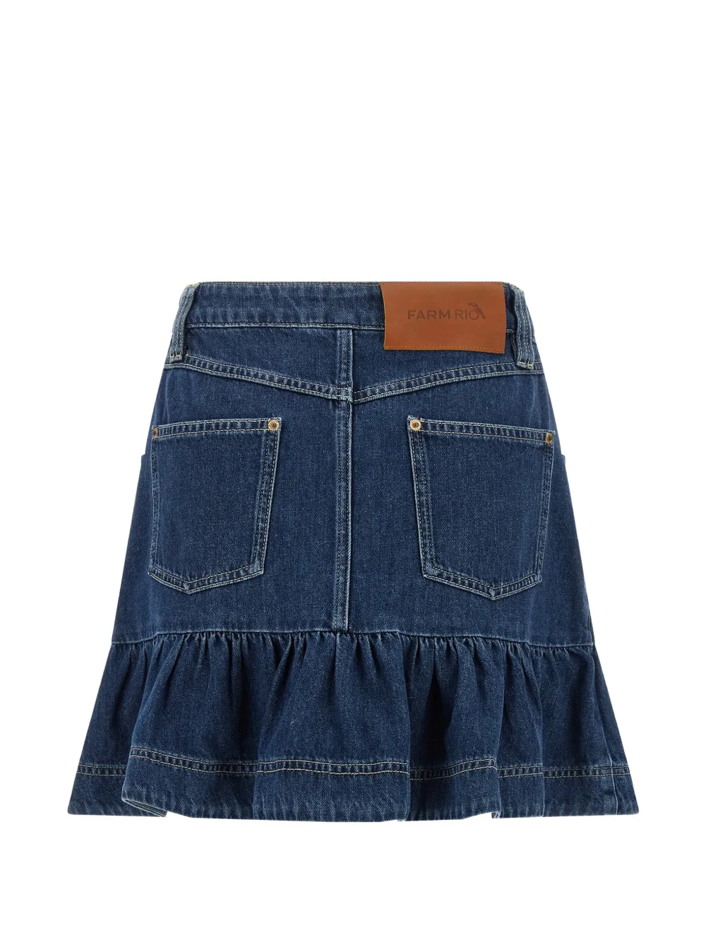 FARM Rio Denim mini-rok met ruches en knopen Blauw