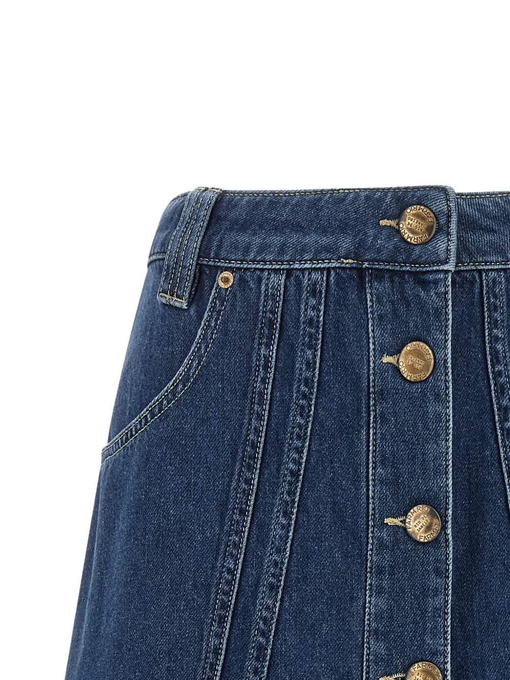 FARM Rio Denim mini-rok met ruches en knopen Blauw