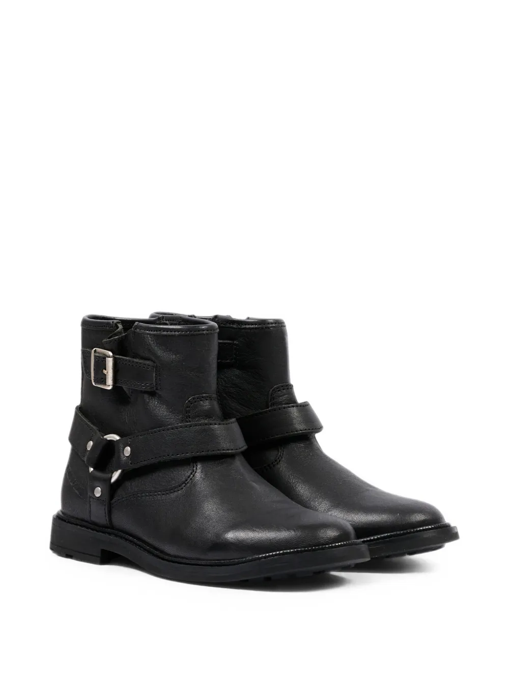 Pom D'api Kids' Buckle-strap Ankle Boots In 黑色