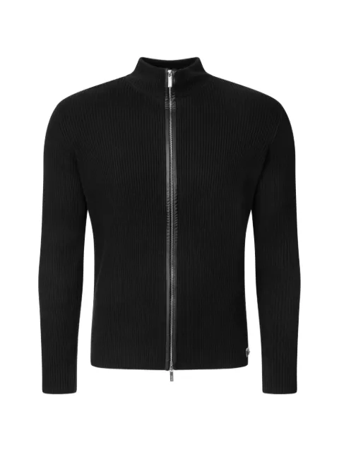 Karl Lagerfeld ribbed-knit zip-up cardigan