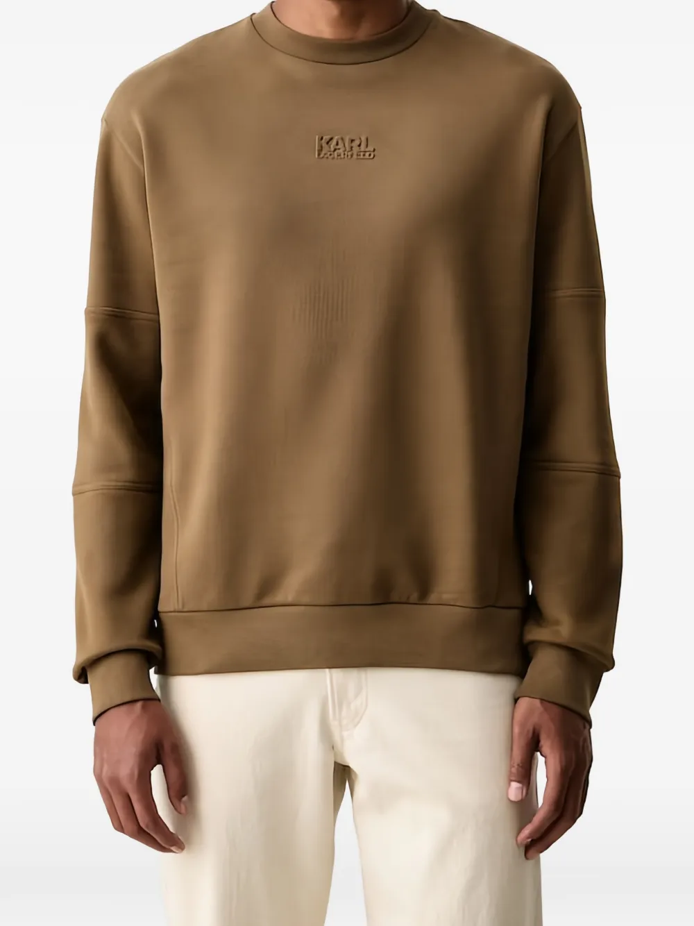 Karl Lagerfeld Sweater met geborduurd logo Bruin