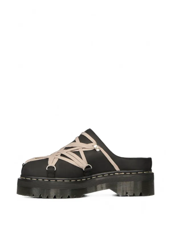Rick Owens x Dr. Martens Quad Sole Megalace Leather Mules | Black
