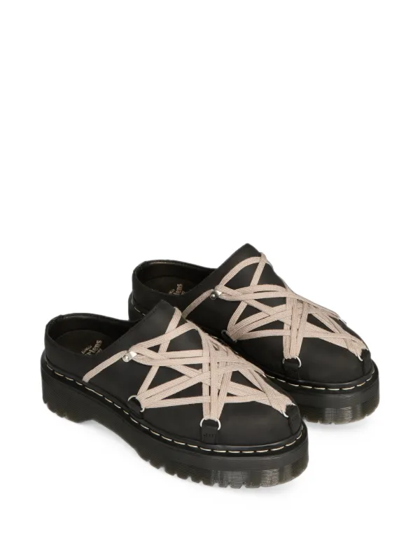 Rick Owens x Dr. Martens Quad Sole Megalace Leather Mules | Black