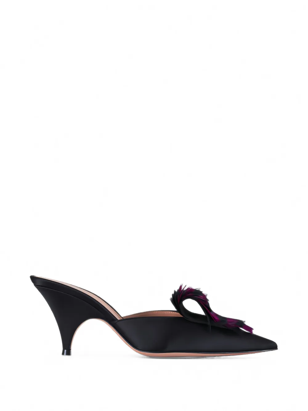Gianvito Rossi feather-embellished satin mules - Black