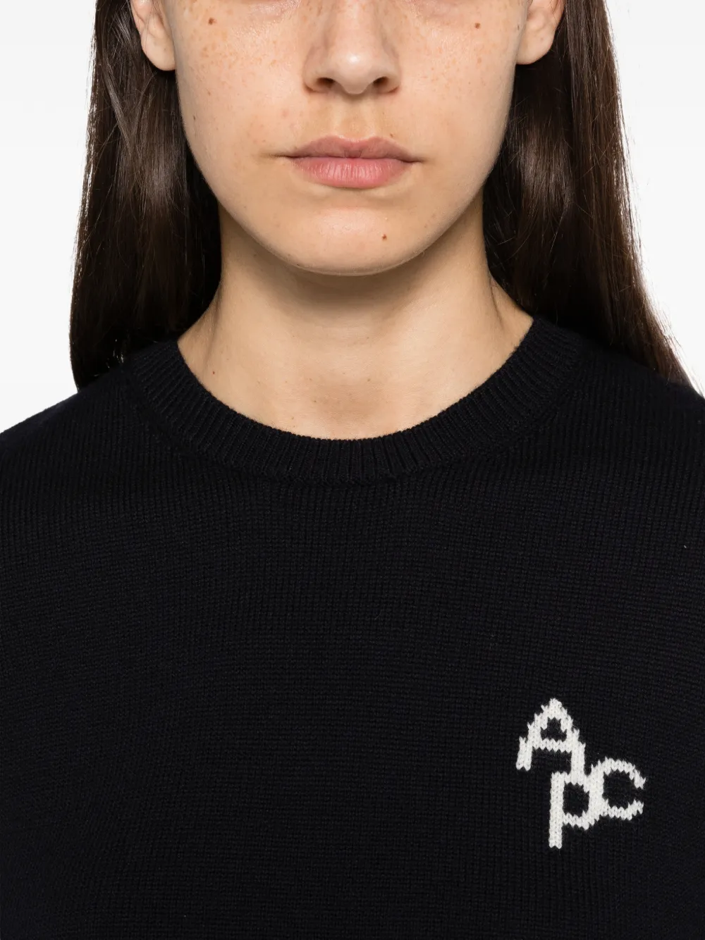 A.P.C. Sweater met geborduurd logo Blauw