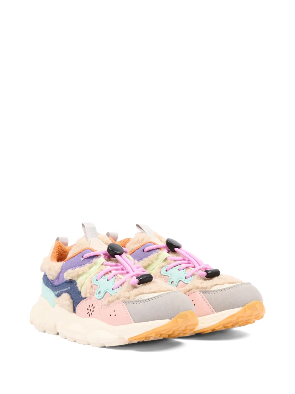 FLOWER MOUNTAIN KIDS faux-fur panelled sneakers - Toni neutri