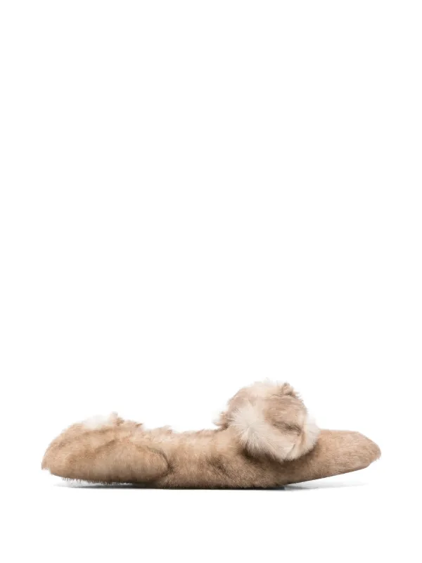Zimmermann Lamb-shearling Ballet Flats in Neutrals