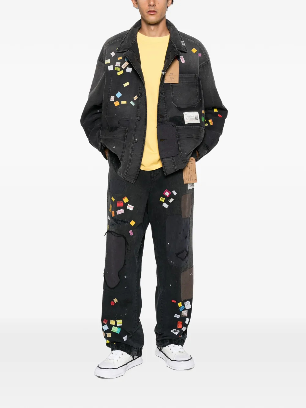 Maison MIHARA YASUHIRO patchwork ticket-print jeans Zwart