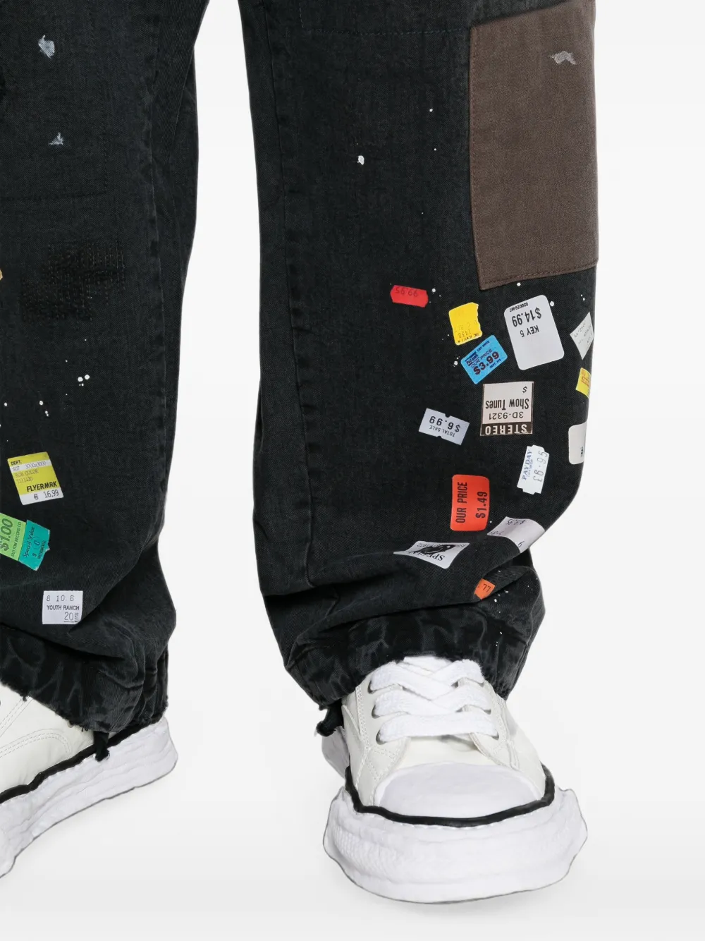 Maison MIHARA YASUHIRO patchwork ticket-print jeans Zwart