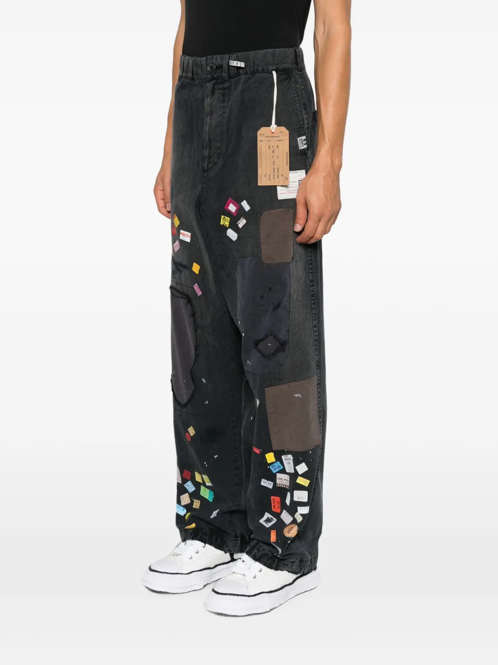 Maison MIHARA YASUHIRO patchwork ticket-print jeans Zwart