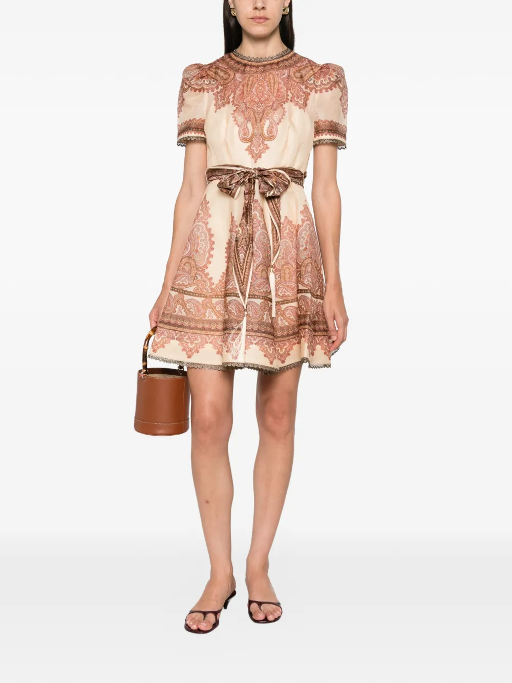 ZIMMERMANN Ascent Picnic mini-jurk met paisley-print Beige