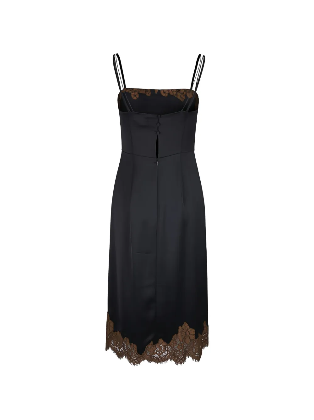 Dorothee Schumacher lace-trim satin midi dress Zwart
